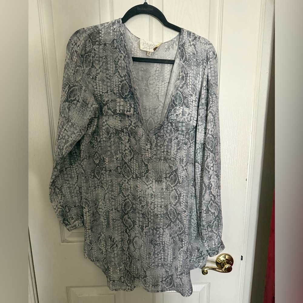 Rory Beca Gray Snakeskin Blouse
